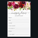 Advice and Wishes Spanish<br><div class="desc">These simple, floral, handwritten script Spanish Advice & Wishes (Consejos y Deseos) sheets with burgundy watercolor roses at the top are perfect to have bridal shower, rehearsal dinner or wedding guests fill out for the happy couple. People will love having the prompts - they make it so easy to leave...</div>