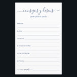 Advice and Wishes Spanish<br><div class="desc">These simple, modern, minimal, dusty blue coloured handwritten script Consejos y Deseos sheets are perfect to have for your bridal shower, rehearsal dinner or wedding guests fill out for the happy couple. People will love having the prompts - they make it so easy to leave loving words of advice and...</div>