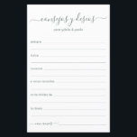 Advice and Wishes Spanish<br><div class="desc">These simple, modern, minimal, eucalyptus coloured handwritten script Consejos y Deseos sheets are perfect to have for your bridal shower, rehearsal dinner or wedding guests fill out for the happy couple. People will love having the prompts - they make it so easy to leave loving words of advice and well...</div>