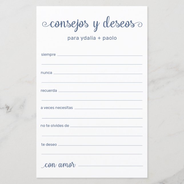 Advice and Wishes Spanish (Front)
