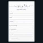 Advice and Wishes Spanish<br><div class="desc">These simple, modern, minimal, dusty purple coloured handwritten script Consejos y Deseos sheets are perfect to have for your bridal shower, rehearsal dinner or wedding guests fill out for the happy couple. People will love having the prompts - they make it so easy to leave loving words of advice and...</div>
