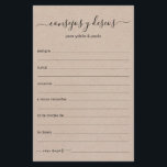 Advice and Wishes Spanish<br><div class="desc">These simple, rustic, kraft paper, handwritten script Consejos y Deseos sheets are perfect to have for your bridal shower, rehearsal dinner or wedding guests fill out for the happy couple. People will love having the prompts - they make it so easy to leave loving words of advice and well wishes....</div>