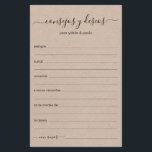 Advice and Wishes Spanish<br><div class="desc">These simple, rustic, kraft paper, handwritten script Consejos y Deseos sheets are perfect to have for your bridal shower, rehearsal dinner or wedding guests fill out for the happy couple. People will love having the prompts - they make it so easy to leave loving words of advice and well wishes....</div>