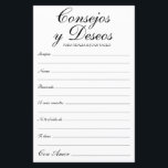 Advice and Wishes Spanish<br><div class="desc">These elegant, black and white, modern, handwritten Spanish script Consejos y Deseos/Advice & Wishes sheets are perfect to have for your bridal shower, rehearsal dinner or wedding guests fill out for the happy couple. People will love having the prompts - they make it so easy to leave loving words of...</div>