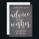 Advice and Wishes Wedding Decor Sign<br><div class="desc">This modern chalkboard advice and well wishes sign perfect for your rustic,  vintage,  or country themed wedding reception!</div>