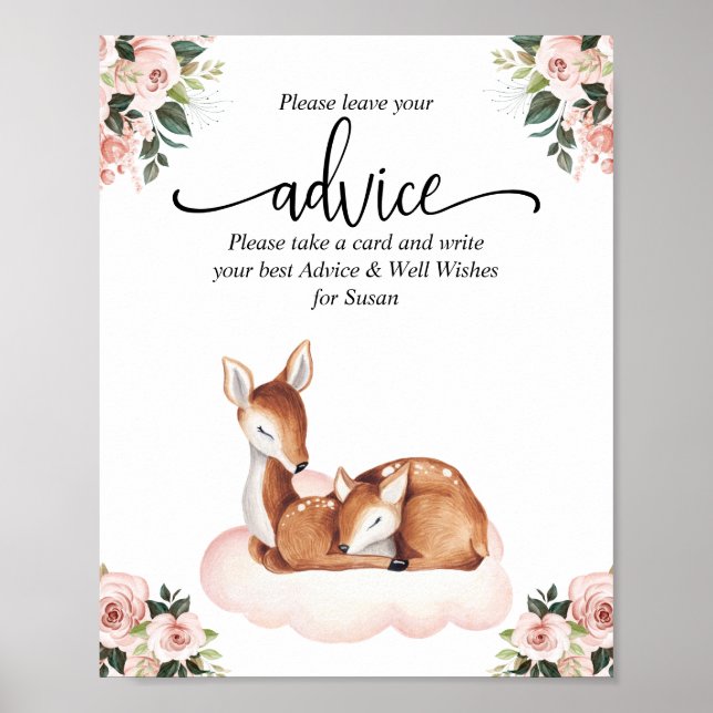 Advice Baby Shower Oh Deer Poster (Front)