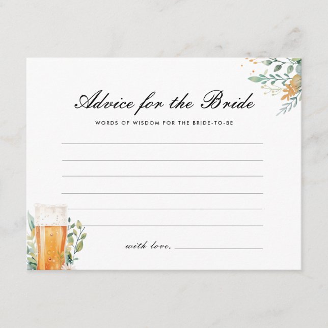 Advice Beer Love is Brewing Bridal Shower Enclosure Card (Front)