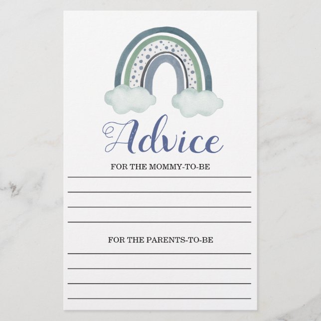 Advice Blue Baby Boy Shower Game (Front)