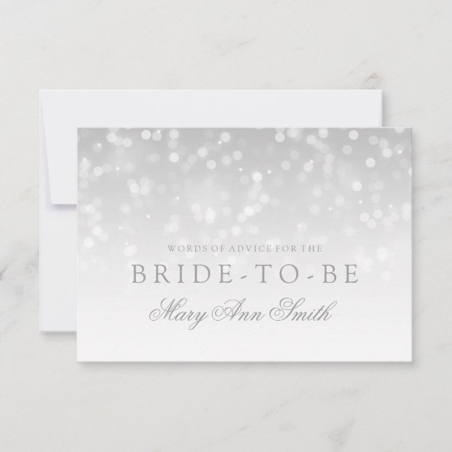 Advice Bridal Shower Silver Bokeh Sparkle Lights Invitation (Front)
