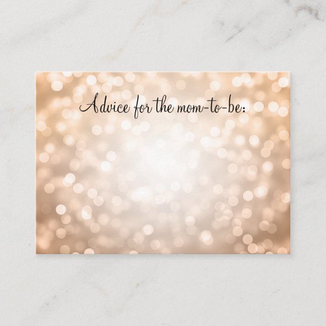 Advice Card Baby Shower Copper Glitter Lights (Front)