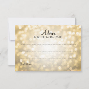 Advice Card Baby Shower Gold Glitter Lights