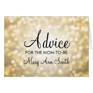 Advice Card Baby Shower Gold Glitter Lights