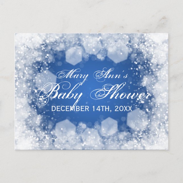 Advice Card Baby Shower Night Sparkle Blue (Front)