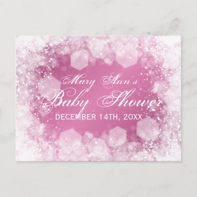 Advice Card Baby Shower Night Sparkle Pink (Front)