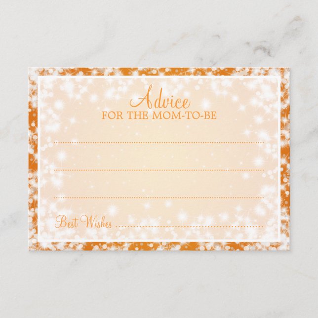 Advice Card Baby Shower Winter Sparkle Orange (Front)