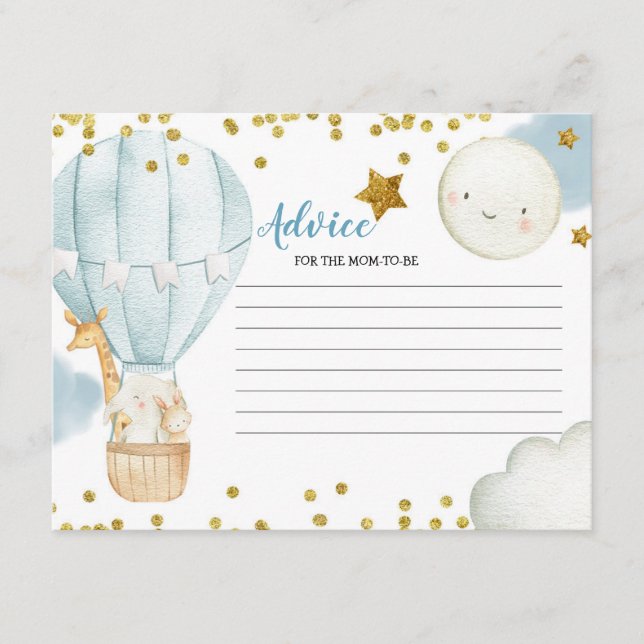 Advice Card Blue Hot Air Balloon Jungle (Front)