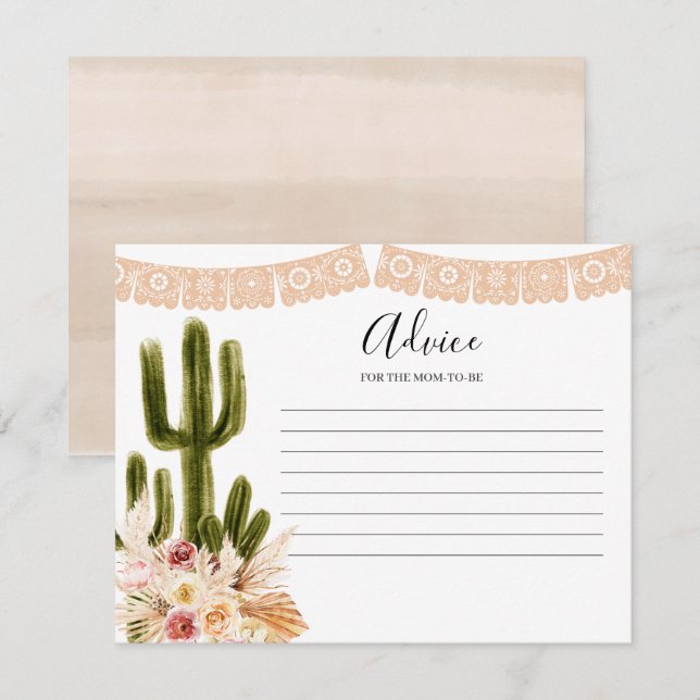 Advice Card Boho Taco bout Love Cactus Floral (Front/Back)