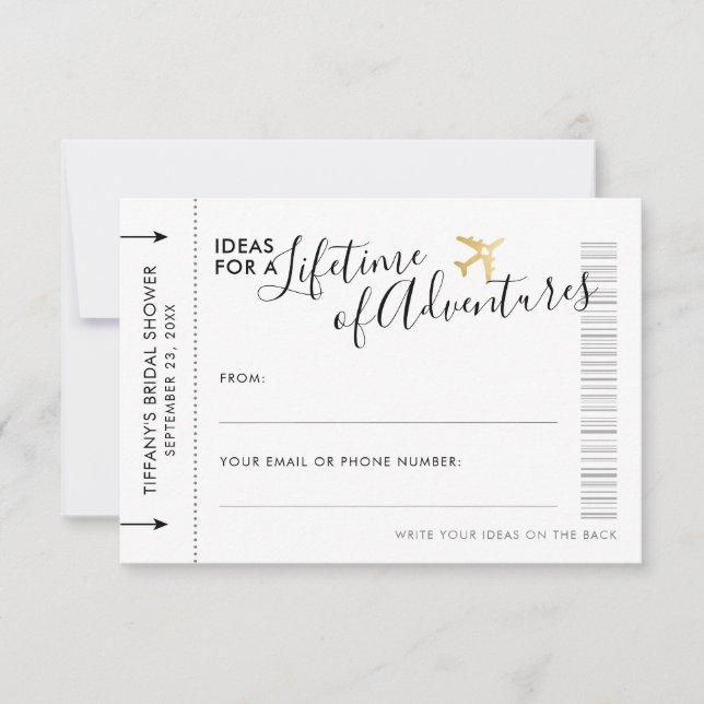 Advice Card Bridal Shower Date Night Travel Ideas (Front)