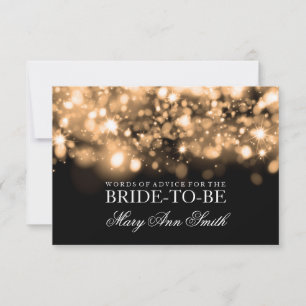 Advice Card Bridal Shower Gold Sparkling Lights