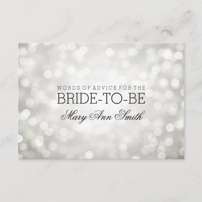 Advice Card Bridal Shower Silver Glitter Lights (Front)
