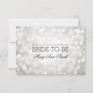 Advice Card Bridal Shower Silver Glitter Lights
