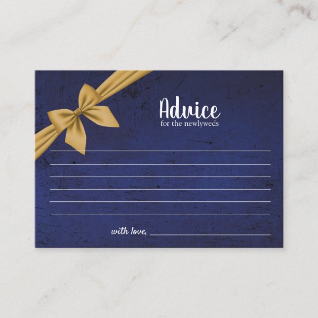 Advice Card | Dark Blue with Gold Bow (Front)