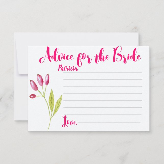 Advice Card for Bride to Be Bridal Shower Game (Front)