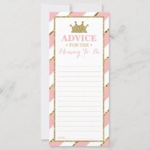 Advice Card for Mum-To-Be, Baby Shower, Faux Gold