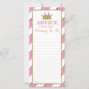 Advice Card for Mum-To-Be, Baby Shower, Faux Gold