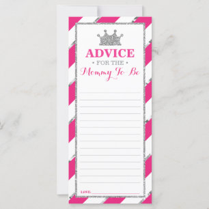 Advice Card for Mum-To-Be, Baby Shower Faux Silver