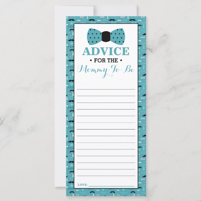 Advice Card for Mum-To-Be, Little Man Baby Shower (Front)