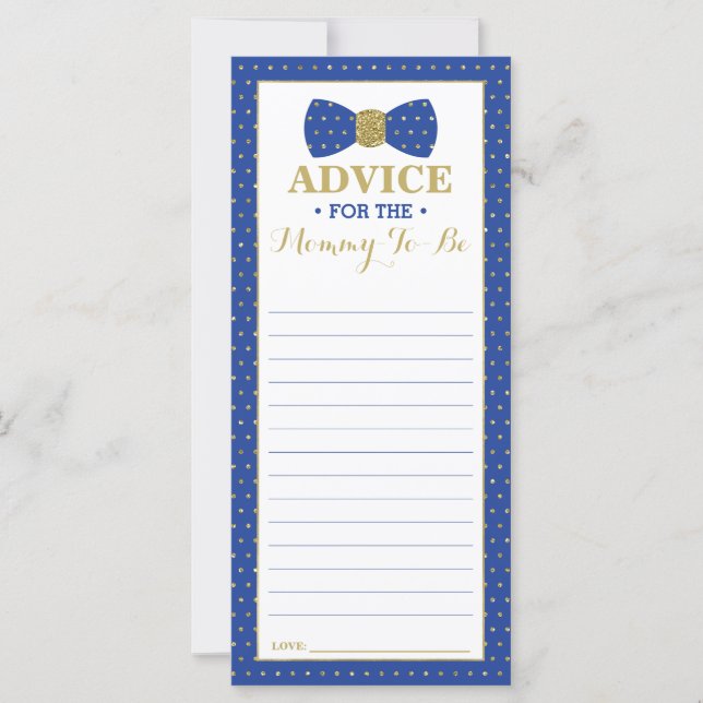 Advice Card for Mum-To-Be, Little Man Baby Shower (Front)