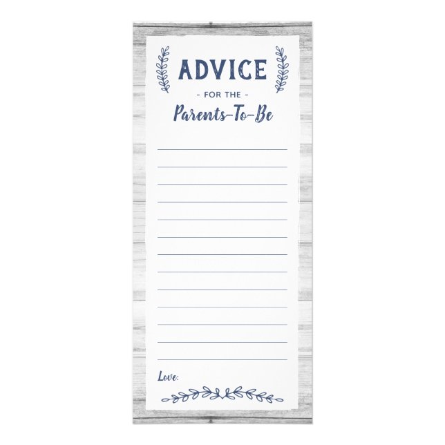 Advice Card for Parents-To-Be, Baby Shower (Front)
