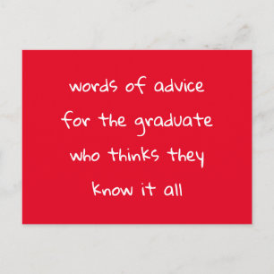 Advice Card For The Graduate Party Funny Red