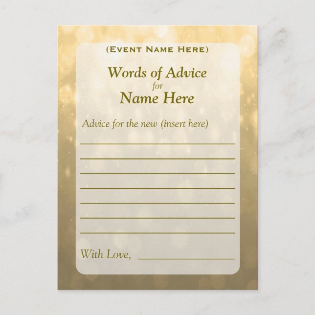 Advice Card | Gold Bokeh Lights (Front)