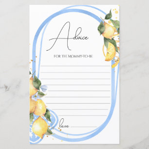 Advice Card Mum To Be Lemon Baby Shower
