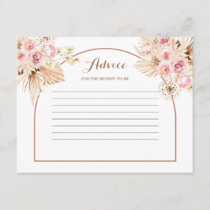 Advice Card Pink Floral Boho Pampas Grass