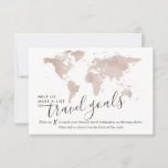 Advice Card Travel Vacation Ideas Suggestions<br><div class="desc">Create a unique and fun guest book alternative for a travel bridal shower theme or destination wedding couple who loves to travel with these fun travel advice cards with a neutral tan sepia brown world map for guests to mark their favourite vacation spots and describe their suggestion on the back!...</div>