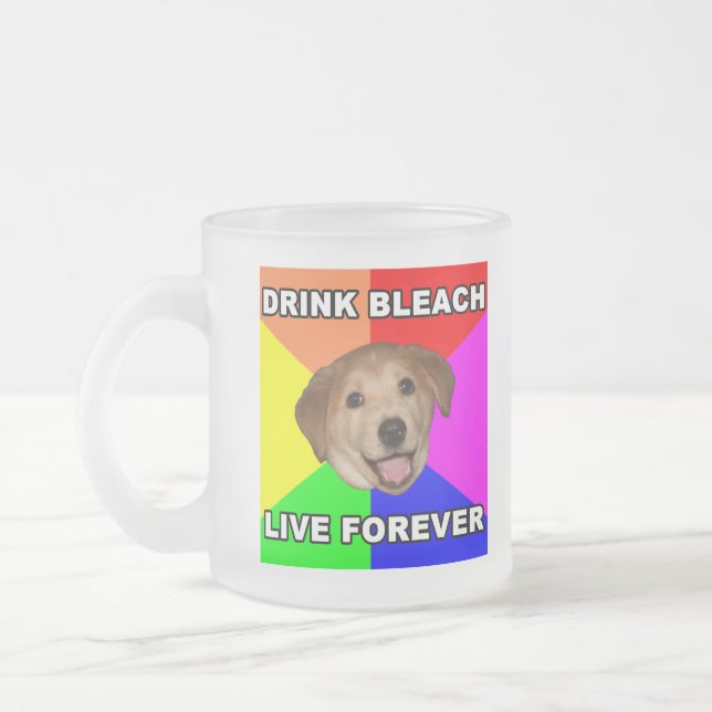 Advice Dog Frosted Glass Coffee Mug (Left)