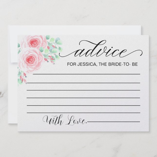Advice for Bride to Be- Bridal Shower Advice Cards (Front)