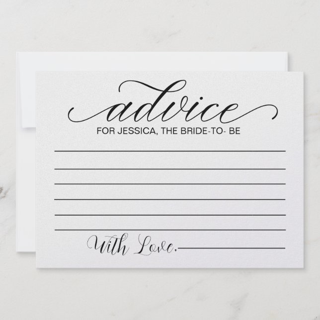 Advice for Bride to Be- Bridal Shower Advice Cards (Front)