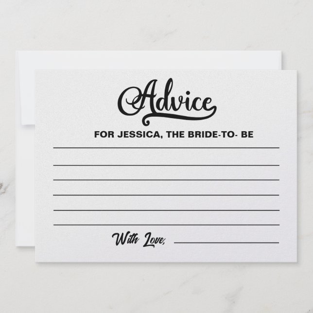 Advice for Bride to Be- Bridal Shower Advice Cards (Front)