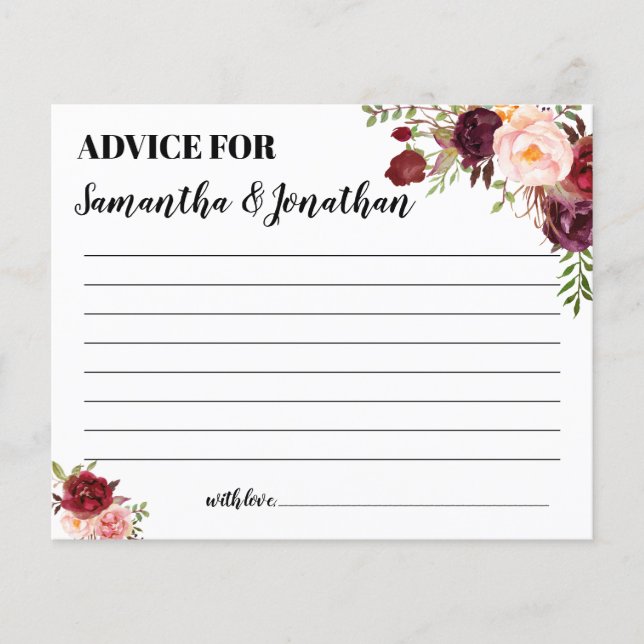 Advice for happy couple shower english spanish (Front)