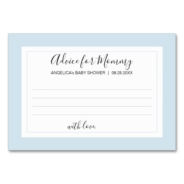 ADVICE FOR MOMMY Blue White BOY Baby Shower Cards (Front)