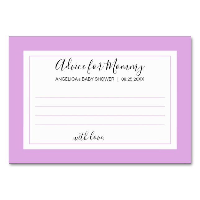 ADVICE FOR MOMMY | LAVENDER Baby Shower Cards (Front)