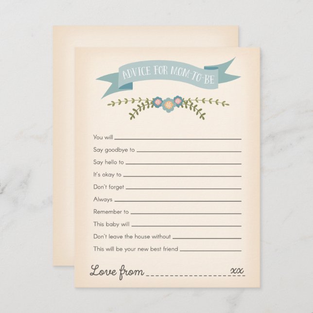 Advice for mommy-to-be Baby Shower Game Card (Front/Back)