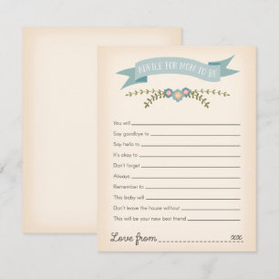 Advice for mommy-to-be Baby Shower Game Card