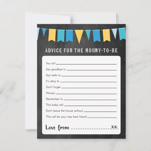 Advice for mommy-to-be Baby Shower Game Card (Front)