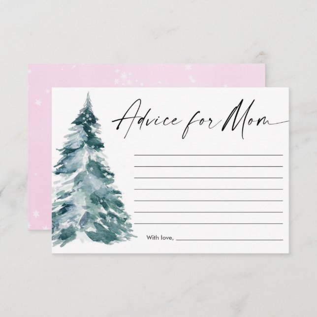Advice for mum Christmas tree baby shower Enclosure Card (Front/Back)
