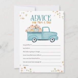 Advice for Mum & Dad Card, Blue Pumpkin Truck Card